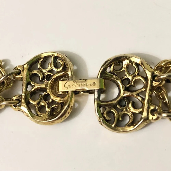 Vintage Goldette NY Pocket Necklace Long Chain Layered Victorian Style - Picture 11 of 12